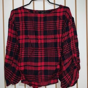 Plaid Long-sleeve Blouse
